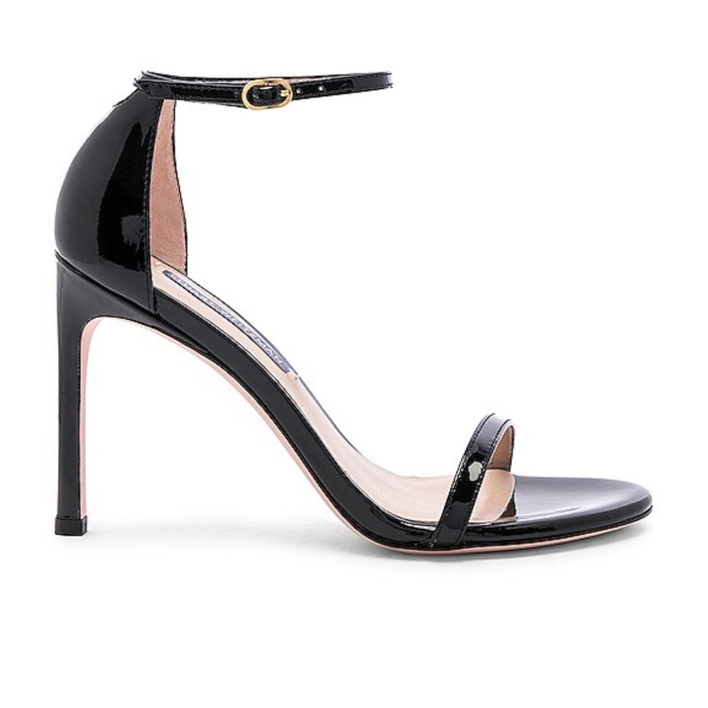 Stuart Weitzman Nudistsong Heel In Black Pantent